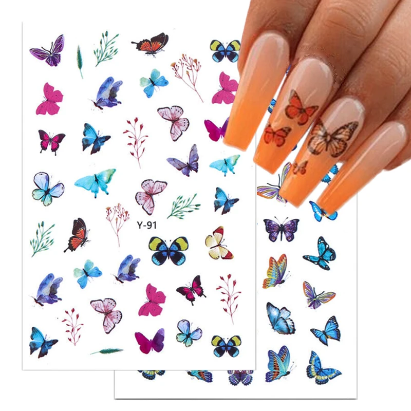 

Butterfly Nail Art Stickers 3D Butterflies Water Transfer Nail Sticker Decals Sliders Foils Wraps DIY Nails Art Tips Decorations