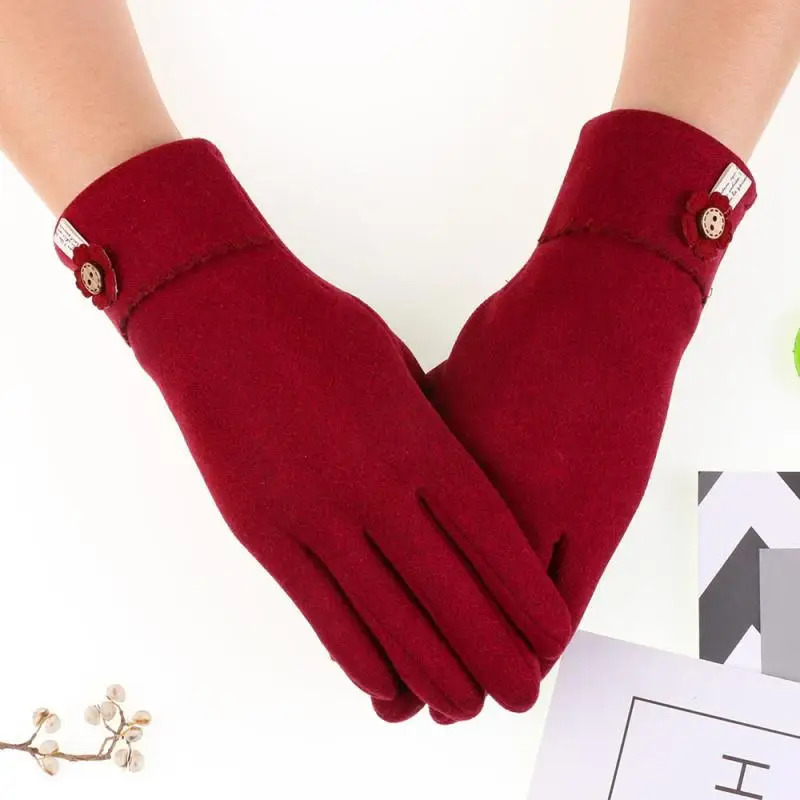 

Ladies Winter Outdoor Riding Warm Touch Screen Fur Mouth Gloves Rabbit Fleece Gloves Warm Cycling Points Cold Gloves