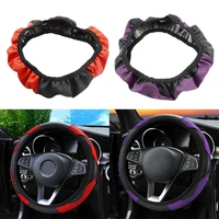 car steering wheel cover breathable anti slip pu leather steering covers suitable 37 38cm auto decoration carbon fiber
