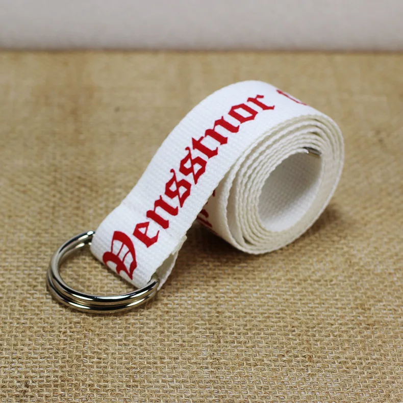 130cm Fashion Neutral Nylon Canvas Belt Waistband Printing D Ring Double Buckle Student Casual Letter Unisex | Аксессуары для