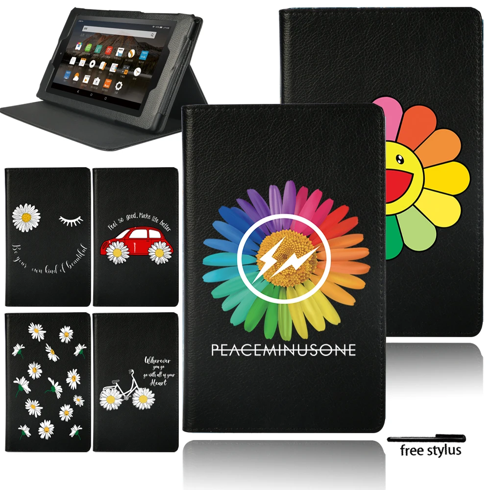 

Tablet Case for Fire 7(2015/2017/2019)/HD 8(2016/2017/2018)/HD 10(2015/2017/2019) New Daisy Series Protective Shell + Stylus