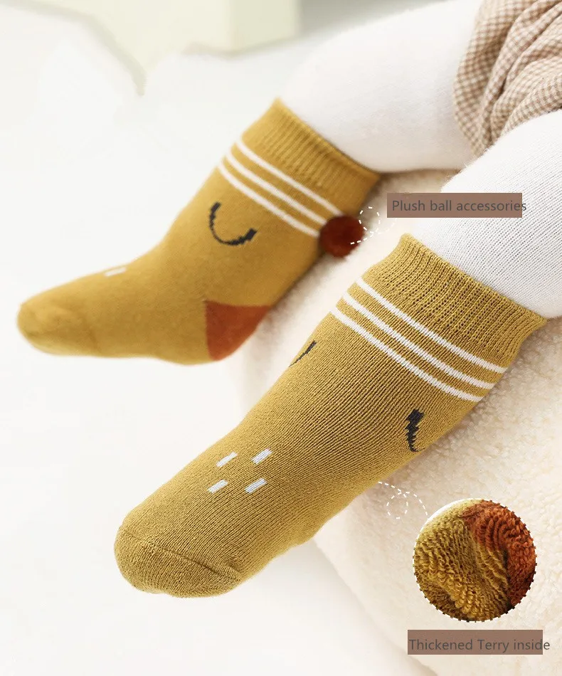 

Зимние теплые хлопковые носки для новорожденных мальчиков и девочек, милые, махровые носки детские