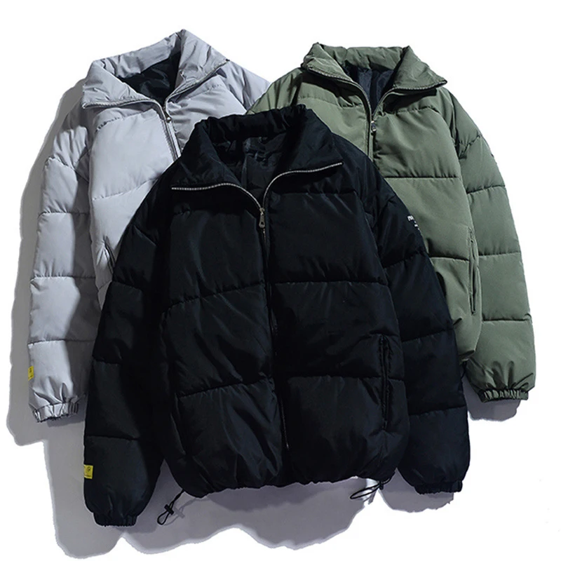 

Новинка Зима 2021, Мужская однотонная стандартная качественная брендовая мужская теплая Толстая куртка с воротником-стойкой, Мужская модная ...