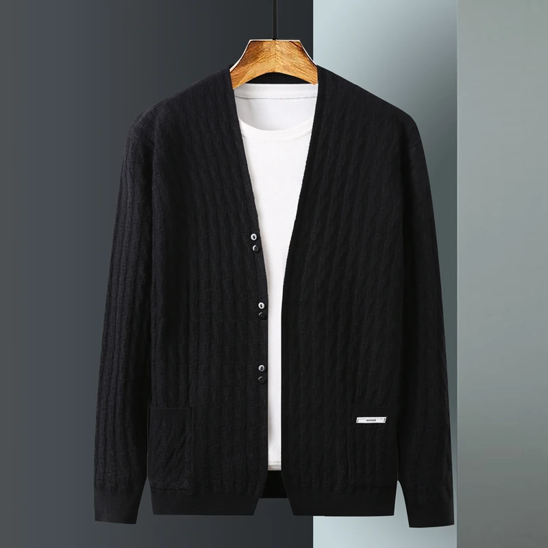 

Свитер, пальто, новая модная мужская приталенная однотонная вязаная куртка, модный Мужской Повседневный свитер, кардиган