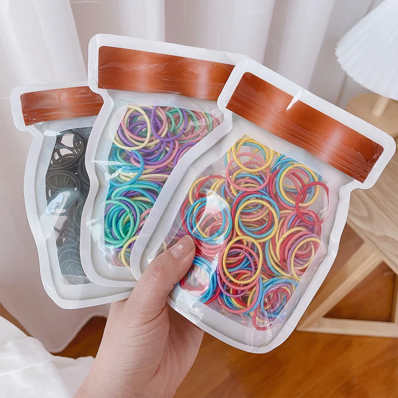 

100 Pcs/set Children Rubber Bands Small Candy Solid Color Elastic Hair Bands Girls Hair Ties Accessories for Ponytail Holder