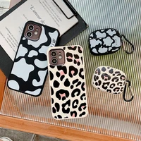 luxury leopard cow pattern case for iphone 11 12 pro max xr xs x 7 8 plus se 2020 fashion bumper shockproof cover airpods case