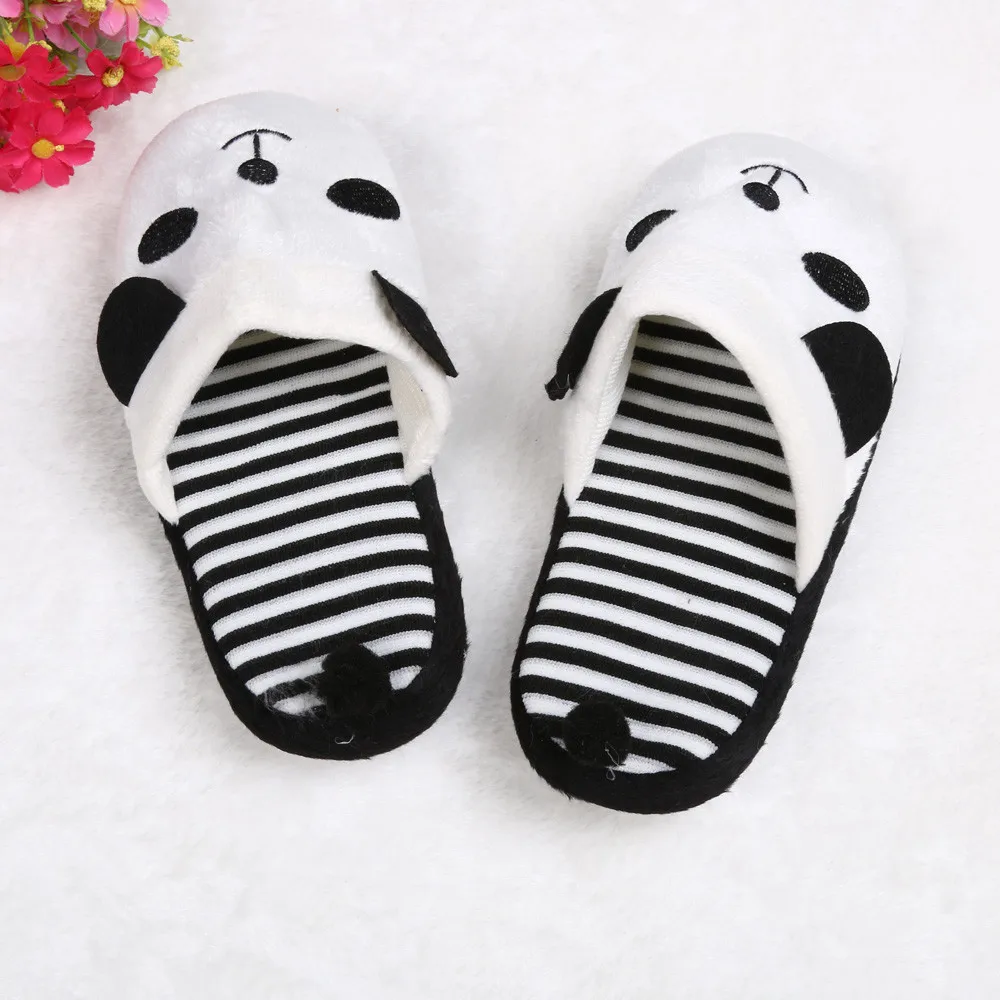 Тапки женские домашние с мехом панды Симпатичные Мультяшные Нескользящие