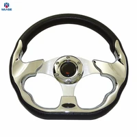waase 320mm universal pu leather racing sports auto car steering wheel with horn button 12 5 inches chrome