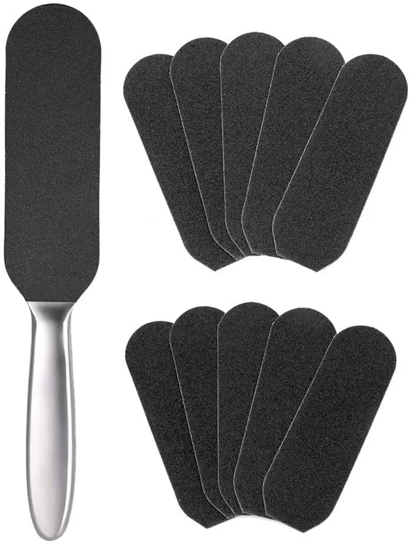

11pcs/Set Pedicure Feet Care Metal Handle Foot and Coarse of Fine and Refill Files Grit Sanding Grit Cloth Rasp