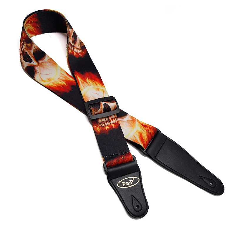 schädel muster serie thermische druck elektrische gitarre akustische gitarre folk gitarre bass strap free global shipping