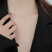 trendy double heart shaped necklaces girl exquisite pendant necklace love heart chokersparty jewelry necklace gift for ladies