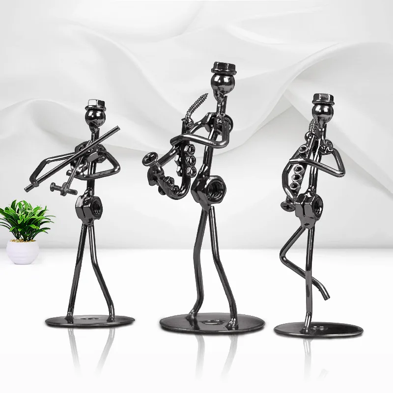 

Art Decoration Vintage Metal Musician Statue Art Crafts Household Decoration Office Furniture Creative Birthday Holiday Gift