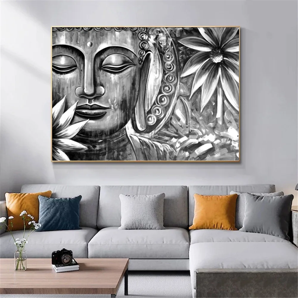 

Abstract Buddha Statue Wall Art Canvas Painting Black And White Poster Retro Art Print Modern Wall Pictures Living Room Decor