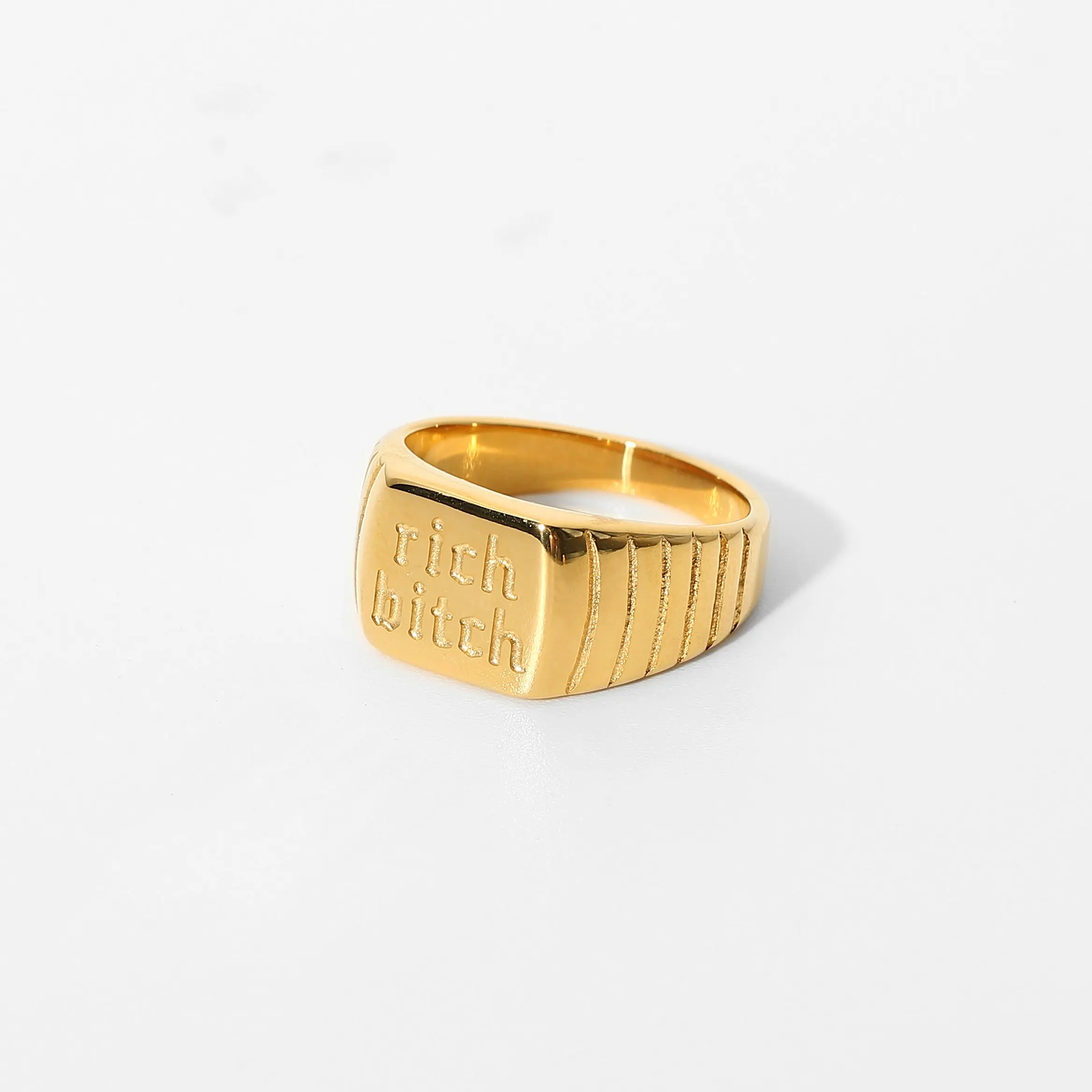 Женские кольца с надписью прямоугольные Водонепроницаемые Кольца из