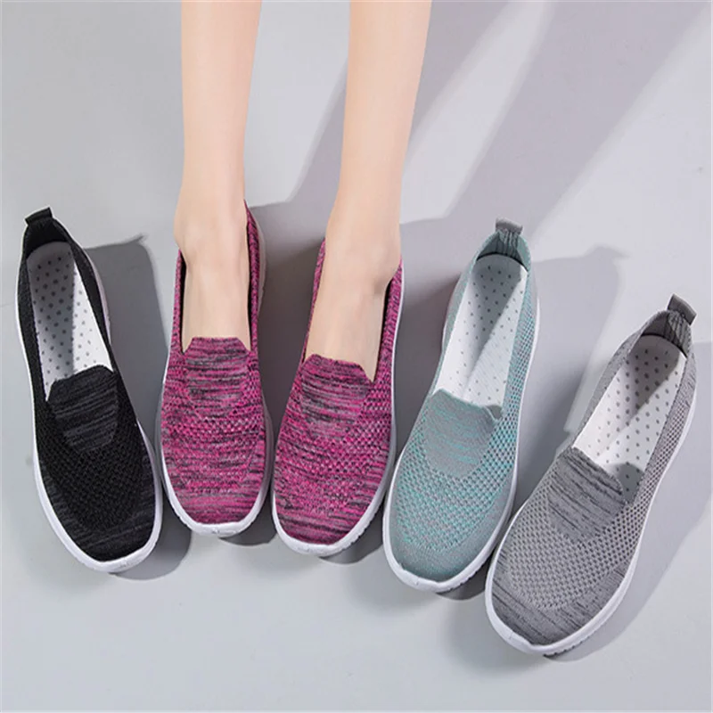 

2020 summer new Feizhi ladies one-step mother shoes breathable women's single soles mesh old Beijing cloth shoes soft sole 04