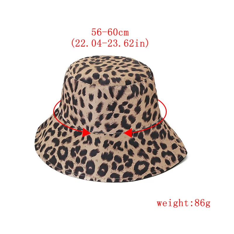 

Fashion Leopard Black Bucket Hat Women Two Side Wear Hats Summer Ladies Sun Cap