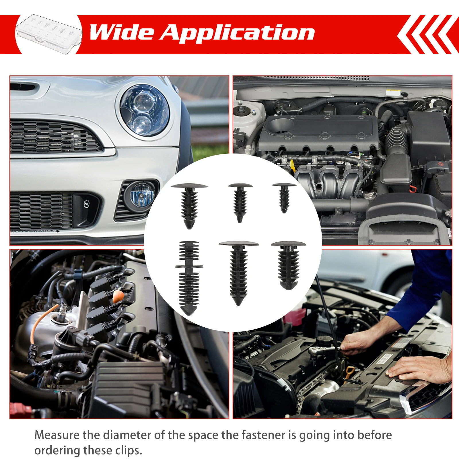 

147PCS Christmas Tree Clips Assortment 6 Most Common Sizes Bumper Shield Retainer with Fasteners Remover for Ford Honda Chrysler