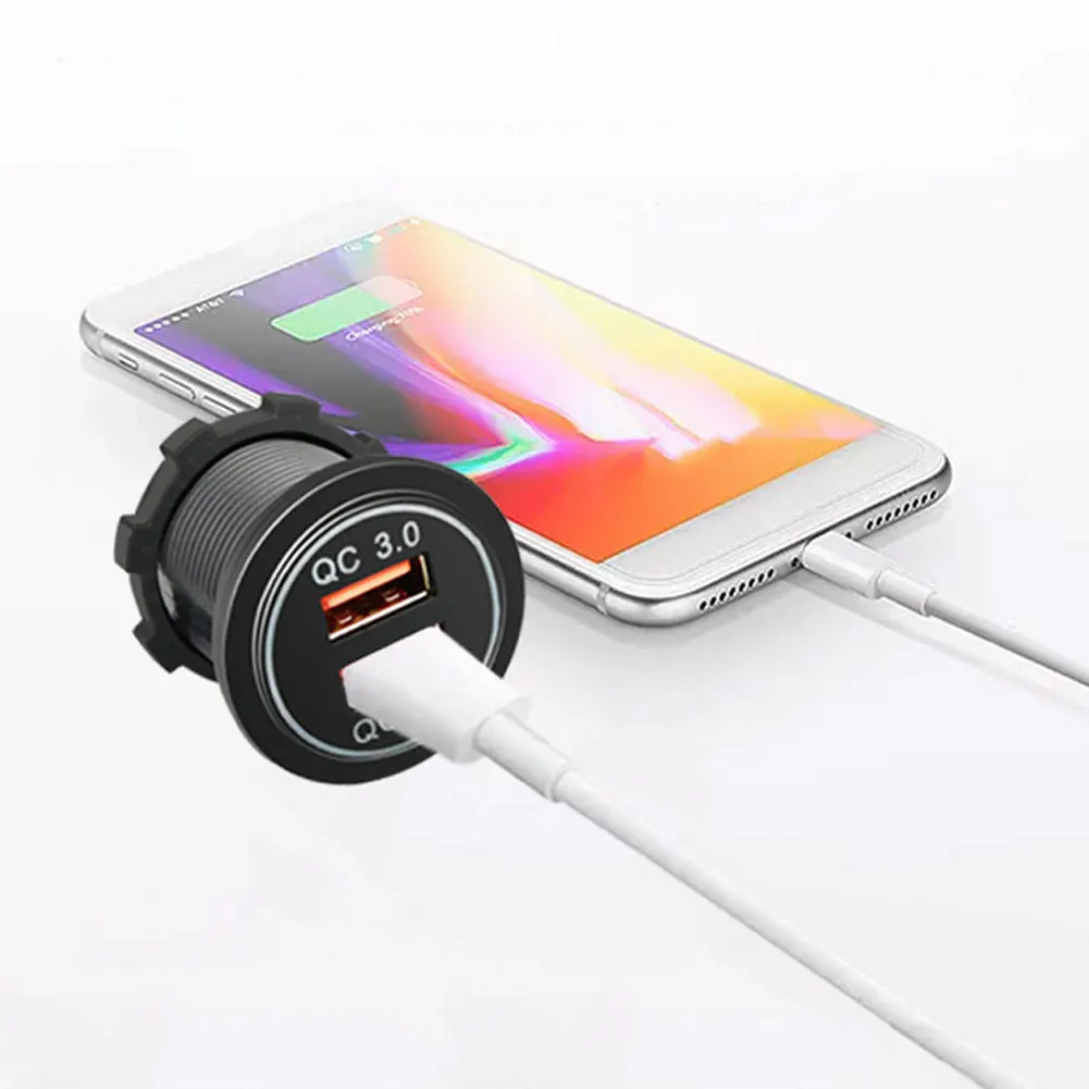 

Dual QC 3.0 Power Socket Car Quick Charger Double USB Vehicle DC12V-24V Waterproof 2 Ports Charging For IPhone Android
