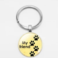fashion pet dog footprints fighting dog key chain car key hang buckle accessories welcome to map custom
