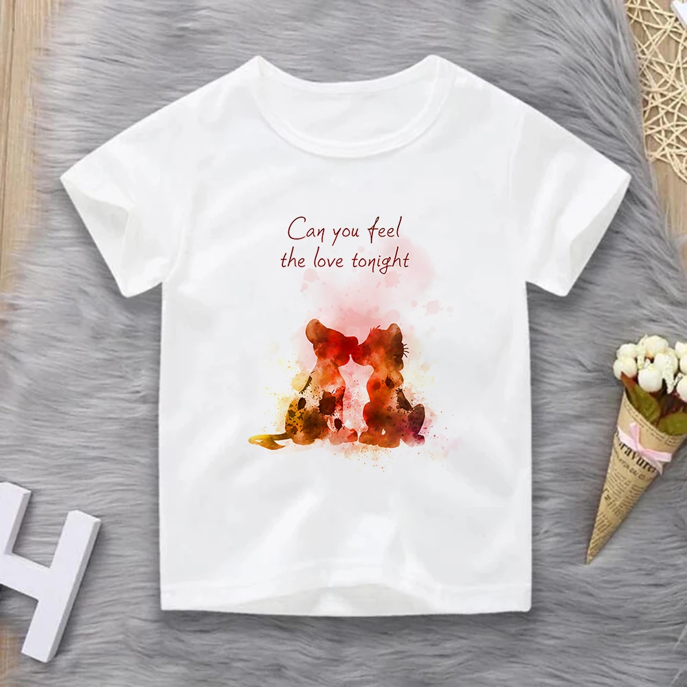 Повседневная футболка Детская с мультяшным рисунком Симбы модный топ принтом