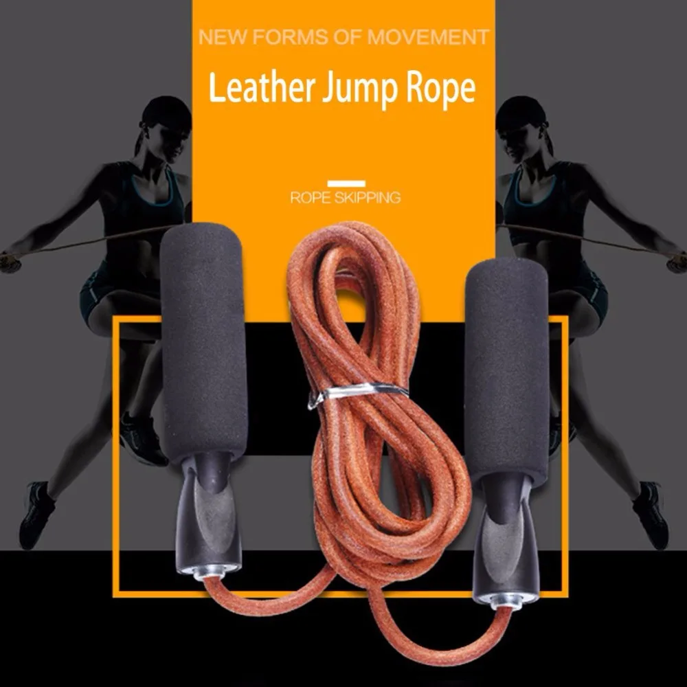 

Professional Cowhide Jump Rope Crossfit Fitness Boxer Training Skipping Rope Weightloss Workout Excercise Boxing MMA Jumprope