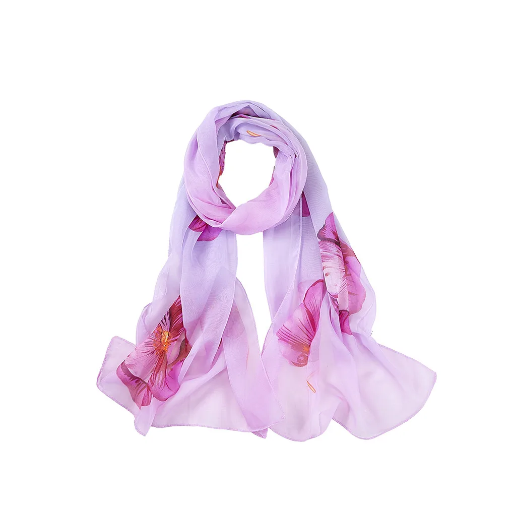 Шифоновый Длинный мягкий шарф-шаль с принтом для женщин женский длинный Пляжный