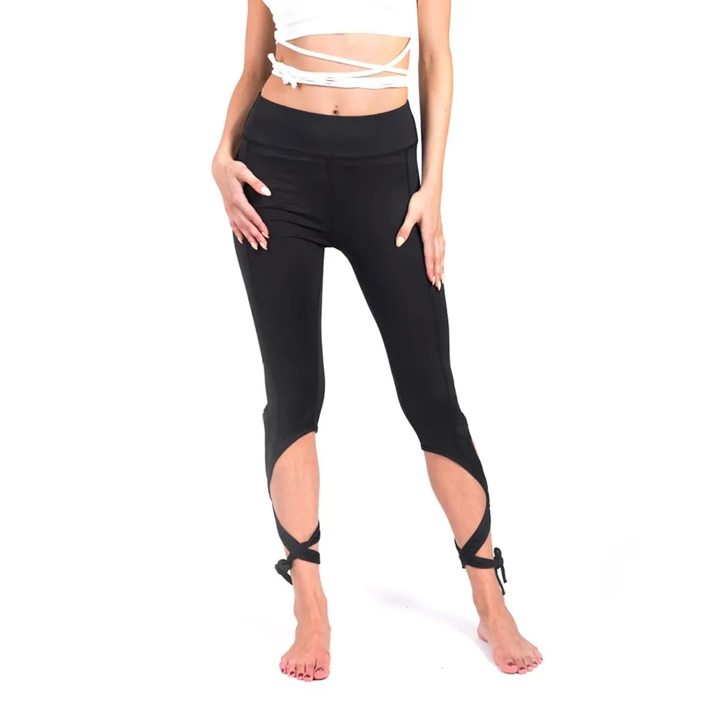 

Unique Design Bandage Gym Yoga Pants Comfortable Sportswear Women Fitness Sports Running Pants Tight Slim Leggings Trousers