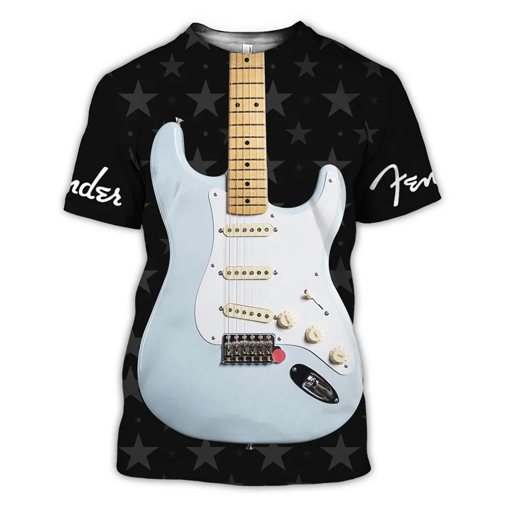 Fashion men's t-shirt 3D printed electric guitar tee shirt O-neck large men's t-shirts clothing T-201