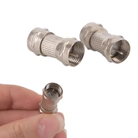 2pcs female rf adapters silver zinc alloy f type male plug connector socket to rf coax tv aerial
