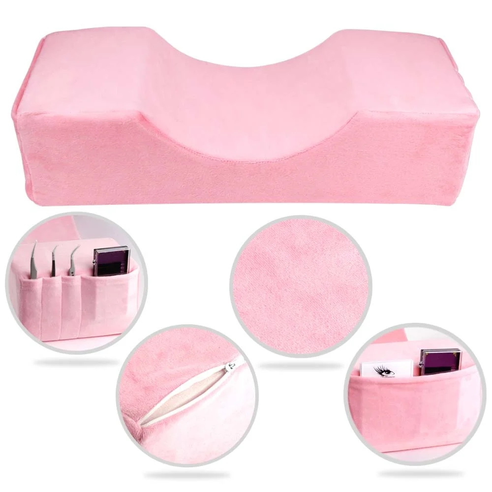 

Pillow neck support eyelashes soft eyelashes flocking viscoelastic foam pillow extension with cosmetic room cosmetic bag