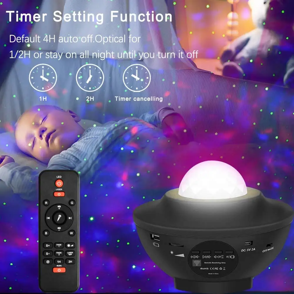 

Laser Star Projector Light LED Night Light Projector Sky Twilight Star Ocean Wave Projection Bluetooth Speaker Christmas Light
