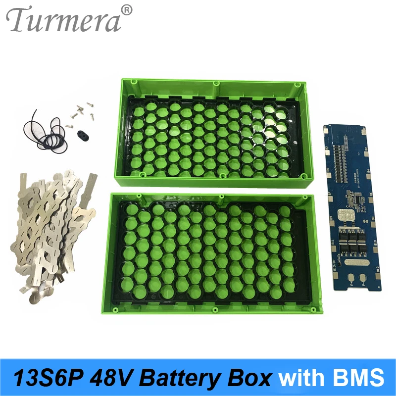 

Turmera 48V E-bike Lithium Battery Case with 20A Balance BMS Include Holder and Nickel For 13S6P 18650 Electric Bike Battery Use