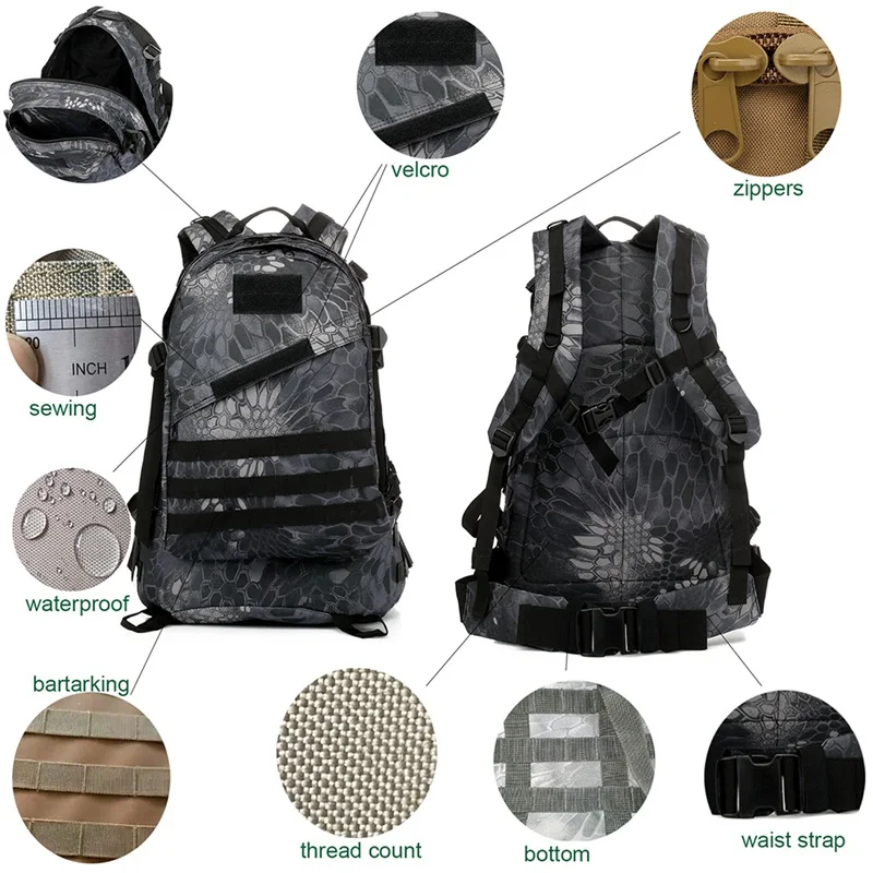 

City Commuter Camping Riding Backpack 40L Wear Waterproof Camouflage Travel Double Shoulder Bag