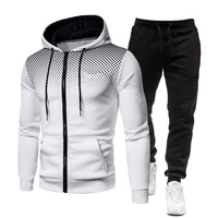 2021 new mens zipper cardigan hoodies set fall spring sweatshirt jogging pants 2 piece fitness casual wear sportswear set