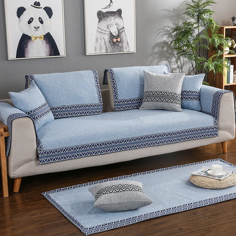 1 шт. хлопковый льняной тканевый чехол для дивана современный стиль мягкий