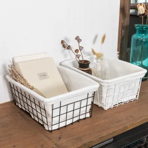 Железная подставка с тканевым ящиком для хранения пищевых продуктов, корзина для книг, держатель для ванной, кухни, шкафов, прачечной, гаража