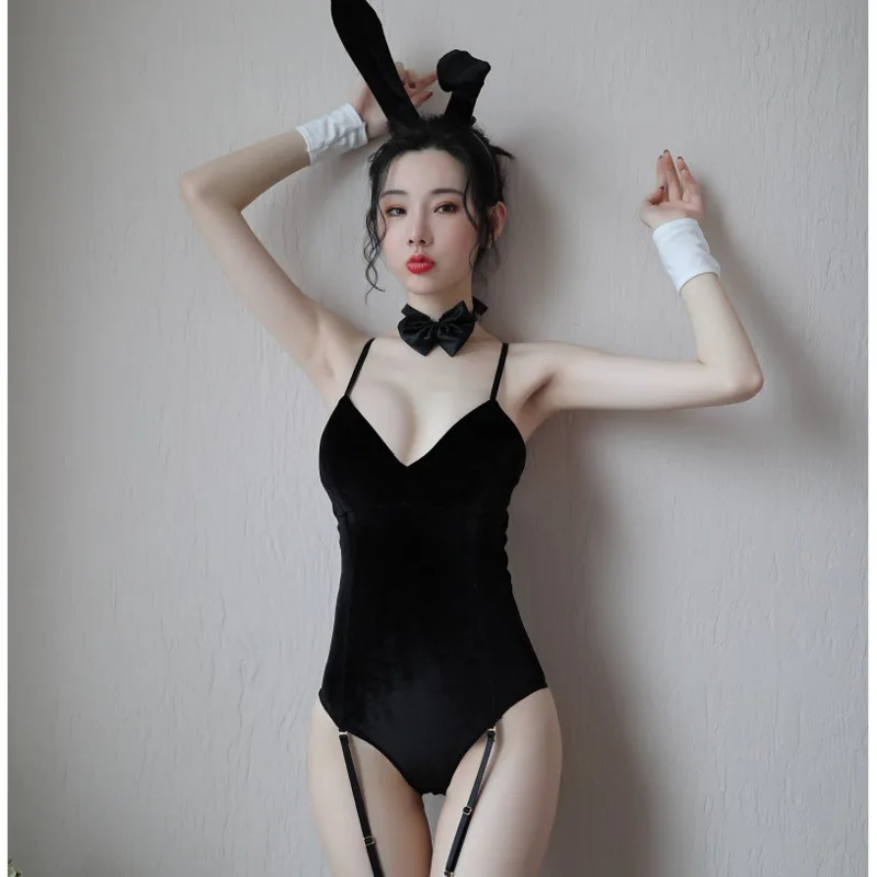 

Sexy Night's Fun Underwear Playful Cat Rabbit Girl Role Play Rabbit's Clothes Open File One-piece Solid Suit Uniform Temptation