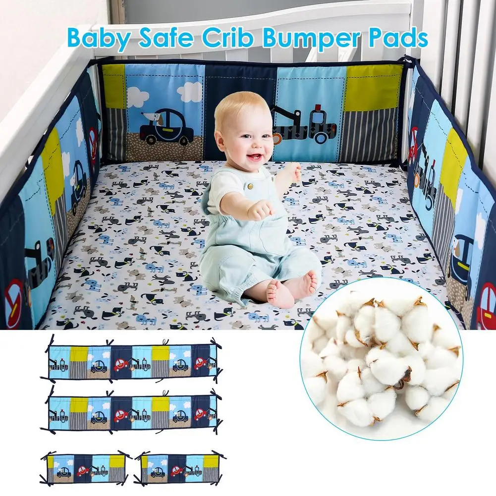 4PCS Baby Crib Liners Soft And Skin-Friendly Cushions Infant Bed Anti-collision Protective Pads Durable Light Wrinkle Resistance |