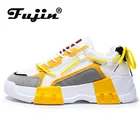 Fujin2021; Женская и мужская обувь унисекс; Женская обувь на массивной платформе; Белые женские кроссовки на плоской подошве; Парусиновая повседневная обувь для отдыха на шнуровке