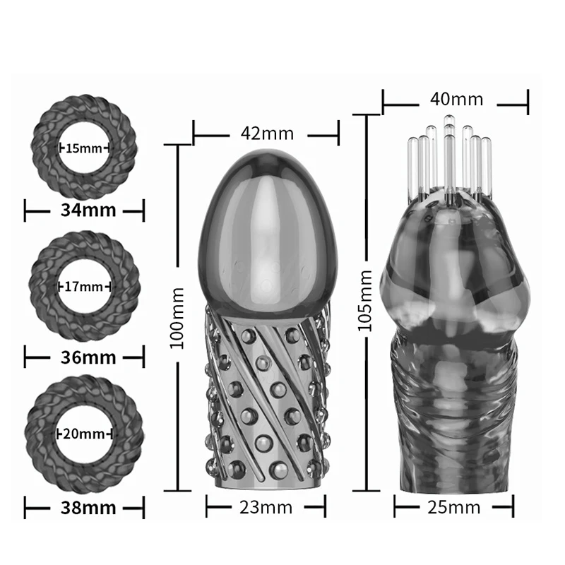 ManNuo 5pcs/Set Penis Enlargement Sleeve Condoms for Men Ring Black&ampWhite Cock Crystal Adult Sex Toys R4 | Красота и здоровье