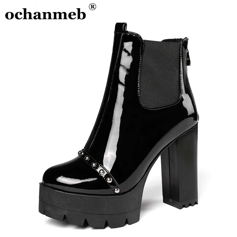 

Ботинки-челси женские осенне-зимние на толстом массивном каблуке