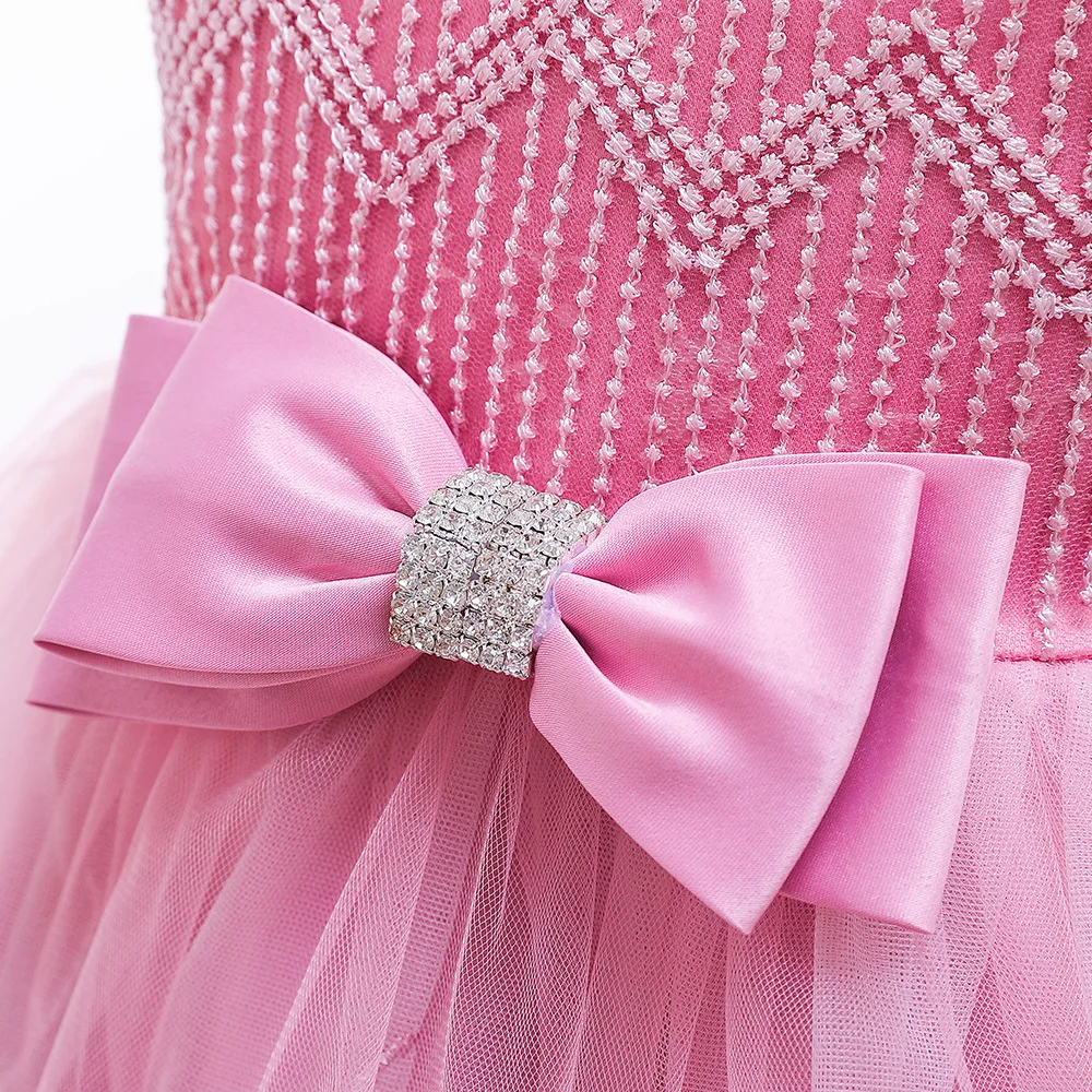 For 4 6 8 10 Years Girls Tulle Lace Beaded Dress Birthday Wedding Party Costumes Dresses Vestidos Menina Frocks | Детская одежда и