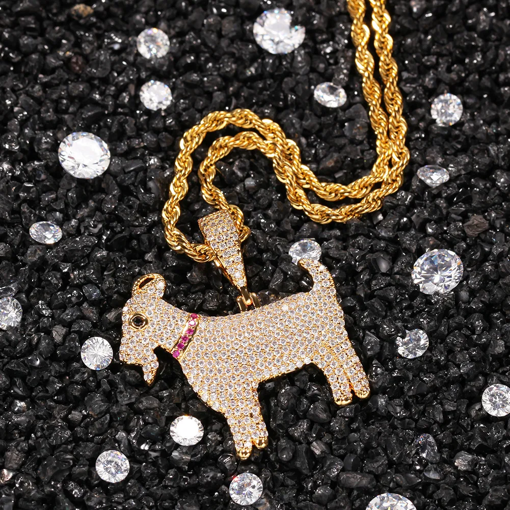 

Animal Rock Iced Out Bling Bling Pendant Necklace Mirco Pave Prong Setting Men Women Female Male Fashion Hip Hop Jewelry BP056