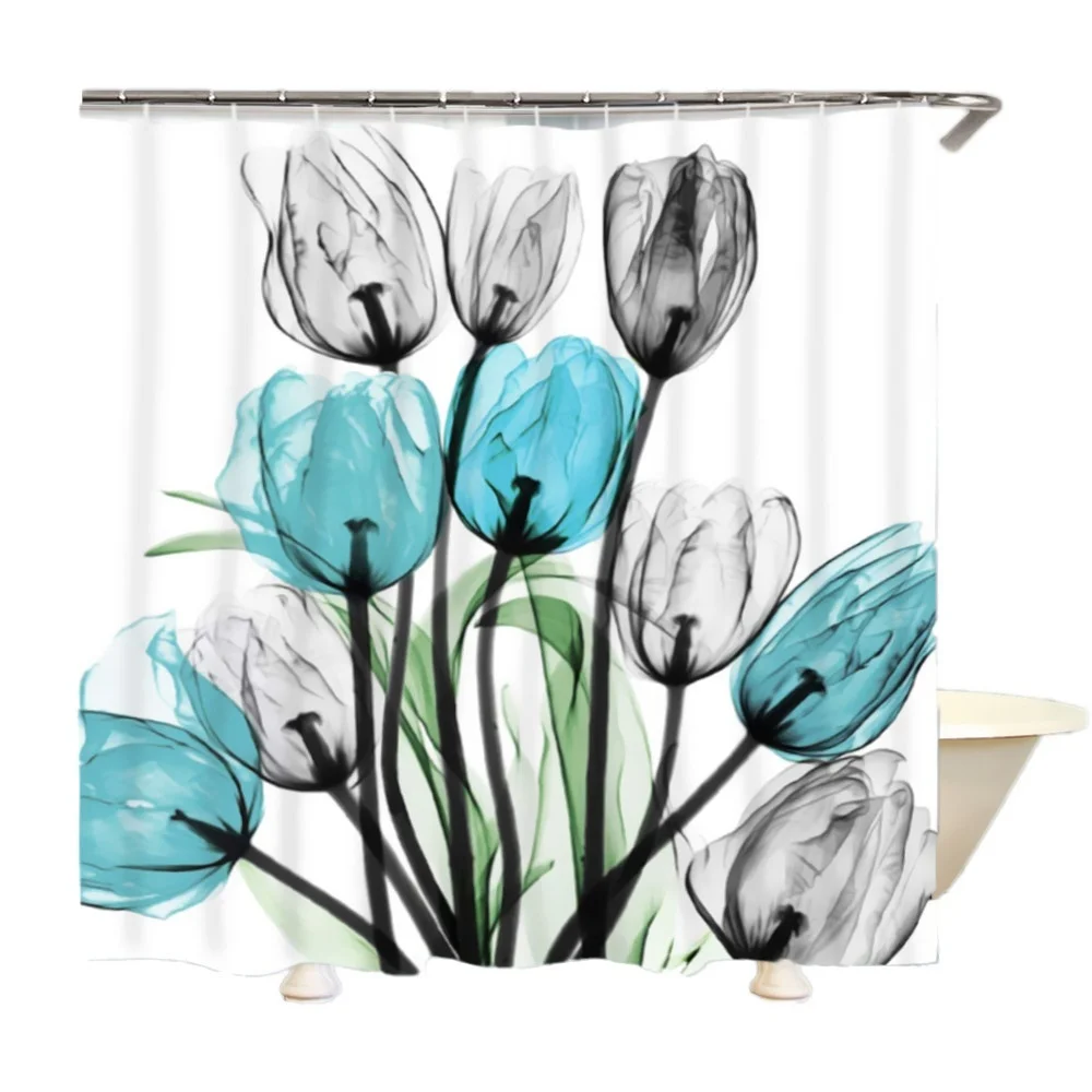 A Shower Curtain Красочные тюльпаны Лотос цветы деревья душевые наборы занавесок Нескользящие коврики крышка унитаза и коврик для ванной Водонепроницаемый Ванная комната занавески s - Цвет: A Shower Curtain