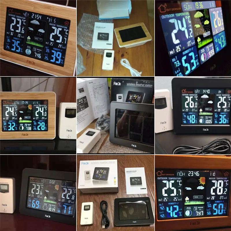 Профессиональный Домашний цифровой будильник Беспроводная метеостанция Крытый