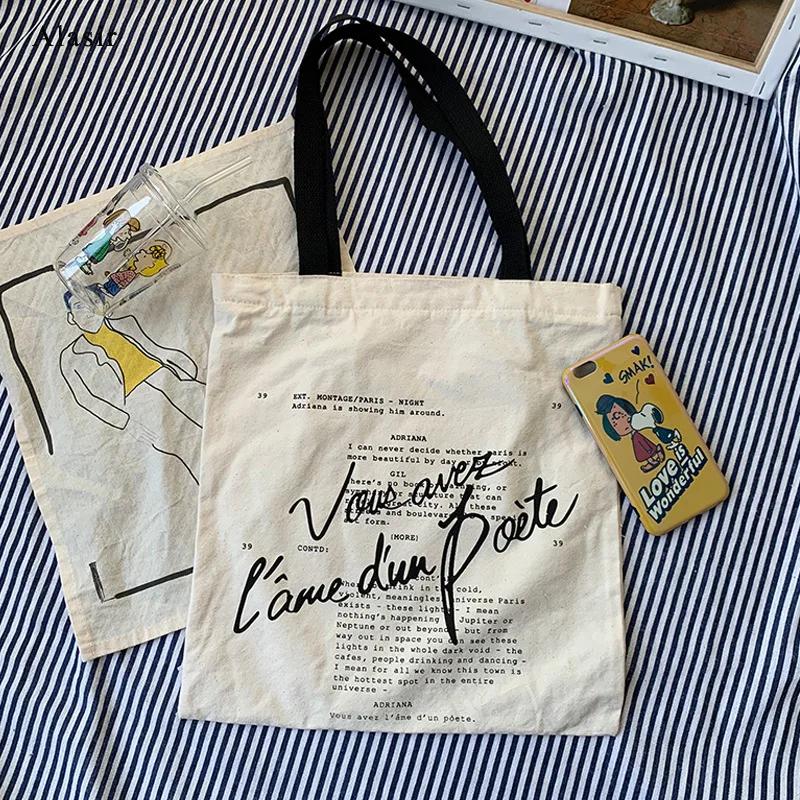 Alasi Rretro Холщовая Сумка через плечо с ручным написанием фильма Женская шикарная