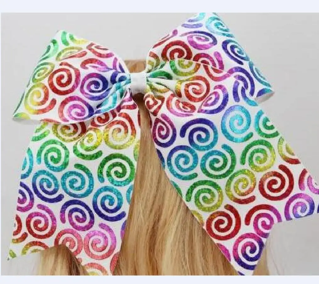 Блестящий бант для волос эластичная лента 7 дюймов Радужный голографический
