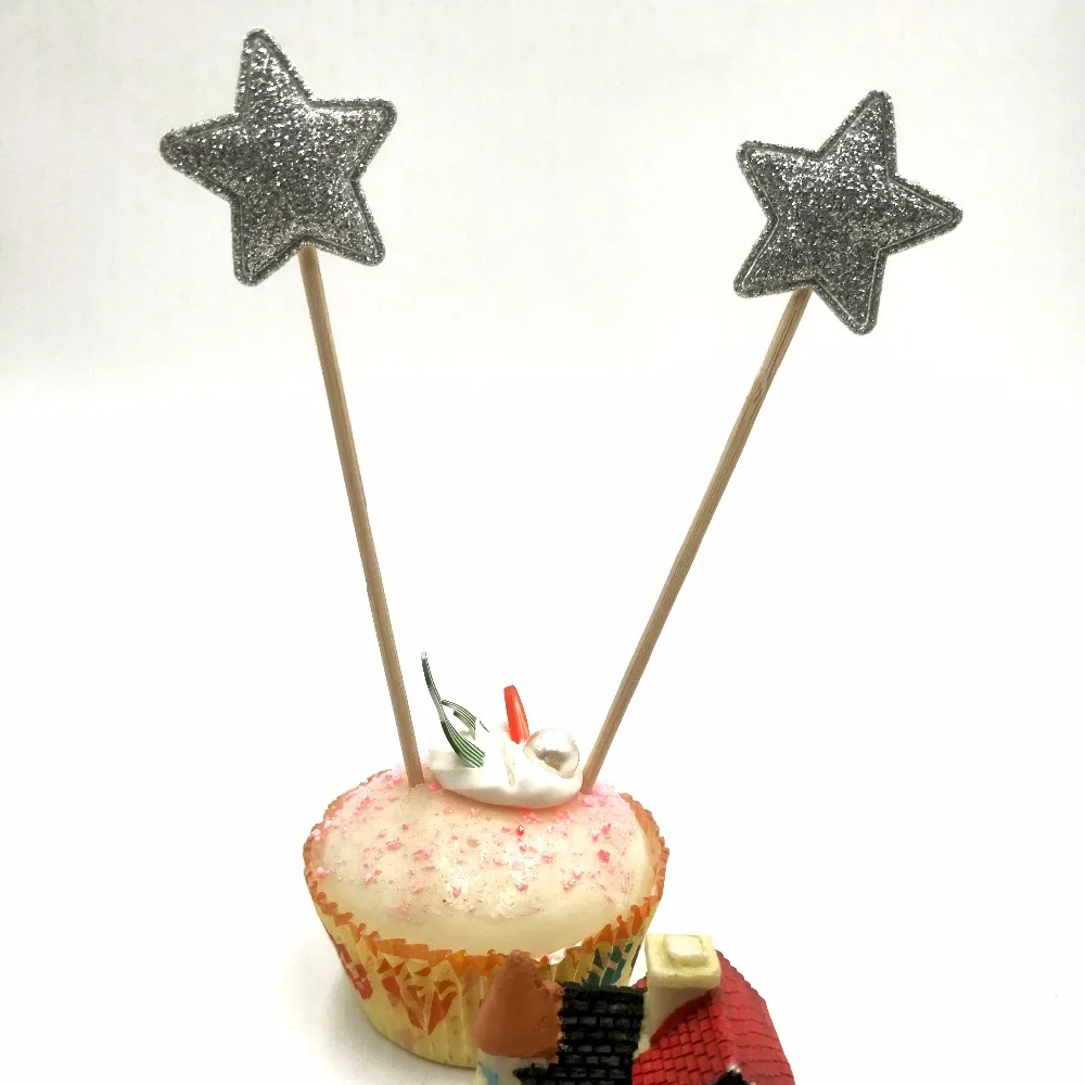 5 шт./лот яркие серебряные звезды Детские любимые украшения для торта на день