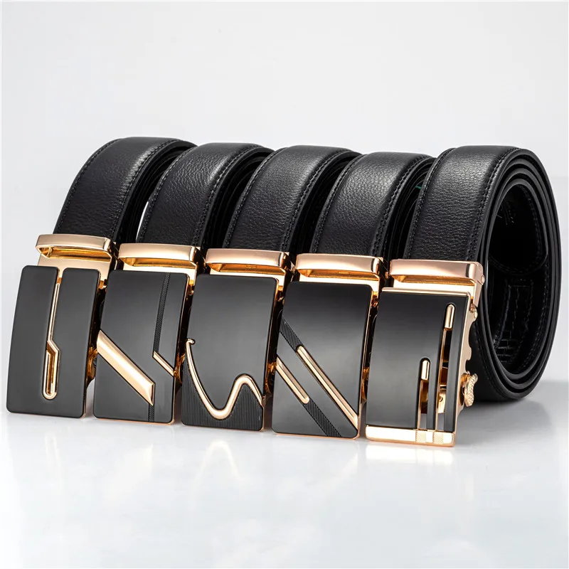 Men  Top QualityGenuine Luxury Leather Genuine Leather Belt Automatic Buckle Beltsman belt fashion designed high