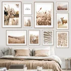 Настенная картина бежевая пляжная трава Сладкая трость песок лиса настенная Картина на холсте скандинавские плакаты и принты настенные картины для декора гостиной